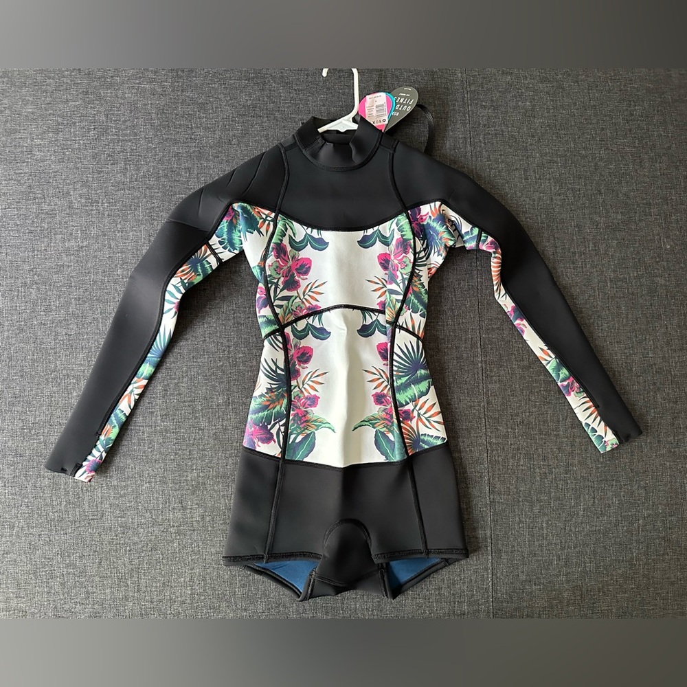 Roxy Black and Multicolor Long Sleeve Swimsuit
